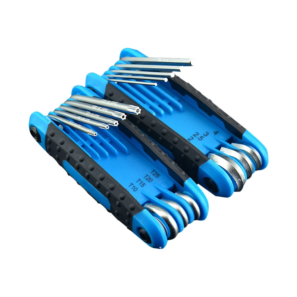 New 8 in 1 Folding Allen Wrench Set Metric Allen Key Set Tool Or Folding Tamper Proof Torx Key Set Portable Star Wrench Kit