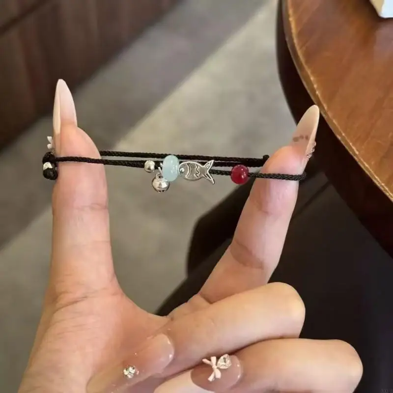 2pcs الحد الأدنى من الأسماك مضفر سوار الصداقة الأسود القابل للتعديل للأزواج xxfb #4