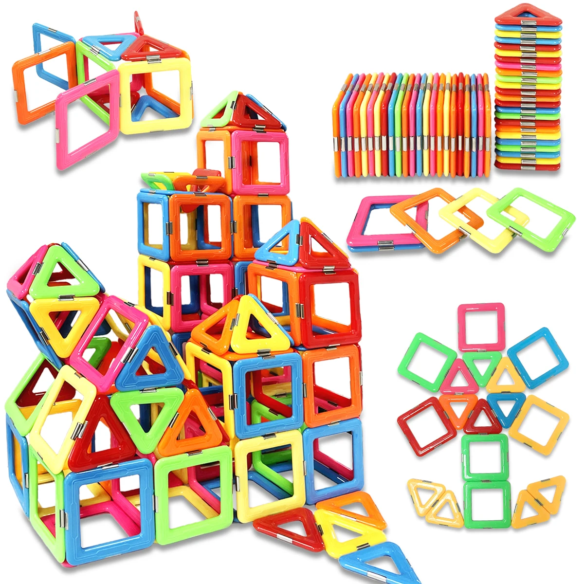 Blocchi magnetici 2D/3D Magneti fai da te Giocattoli Montessori Educazione Set di costruzione per 3 anni + Regali di compleanno per bambini di età superiore