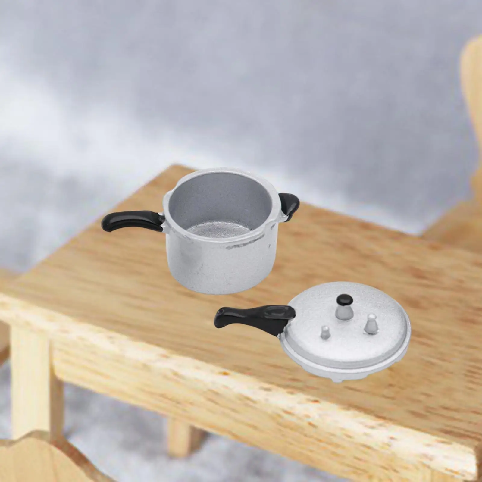 

Alloy Dollhouse Pressure Cooker Miniature Kitchen Props Collectible Ornament for Doll House Decoration 1 12