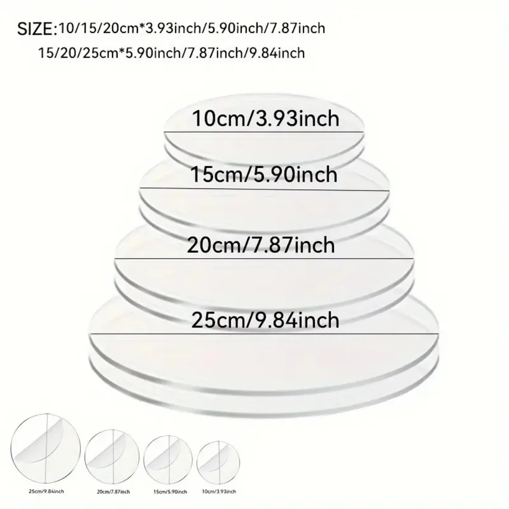 3pcs/4pcs Acrylic Cake Discs Set 4/6/8/10inch Round Cake Board For Cake Trimming Circle Clear Perspex Sheeting Ganaching Plate - view 3