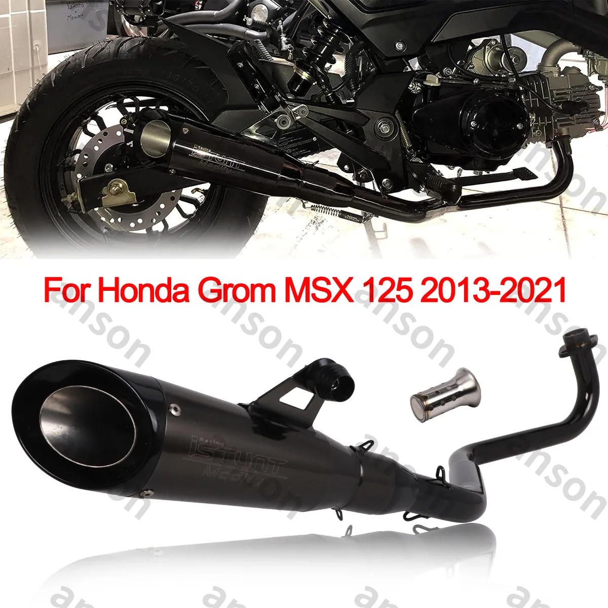 

Motorcycle Full Exhaust System For Honda Grom MSX 125 2013-2022 w Baffle Muffler