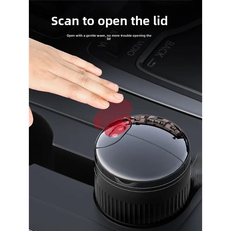 Car Ashtray Automatic Opening Lid To Extinguish Smoke Electric Induction Car Smoking Artifact High-end Atmospheric Car Black