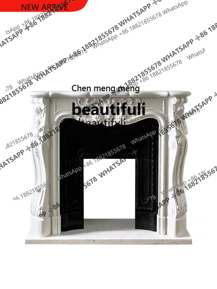 X French Marble Hand Carved Stone Carving Fireplace White Marble Material Embossed Curio Cabinet