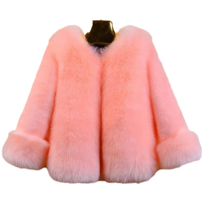 Girls Faux Fur Coat Winter Children Girls Long Sleeve Christmas Jacket Warm Kids Girls Coat Girls Outerwear Clothing