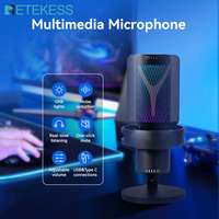 Condenser Microphone Live Broadcast Microphone with RGB Seven-color Microphone USB and Type C for Computer Game Live Streaming