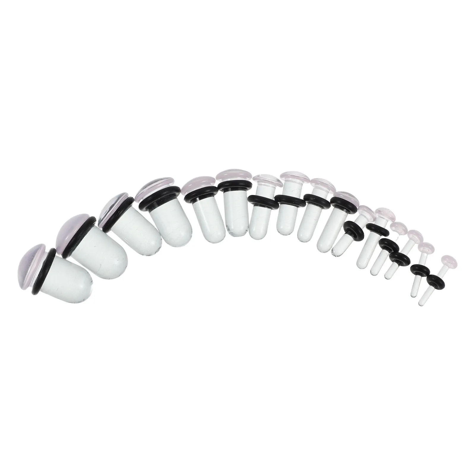 16Pcs Glass Ear Stretching Set Hypoallergenic Solid Mushroom Single Flare Plugs Gradual 1.6mm to 10Mm Ear Gauges Body Piercing