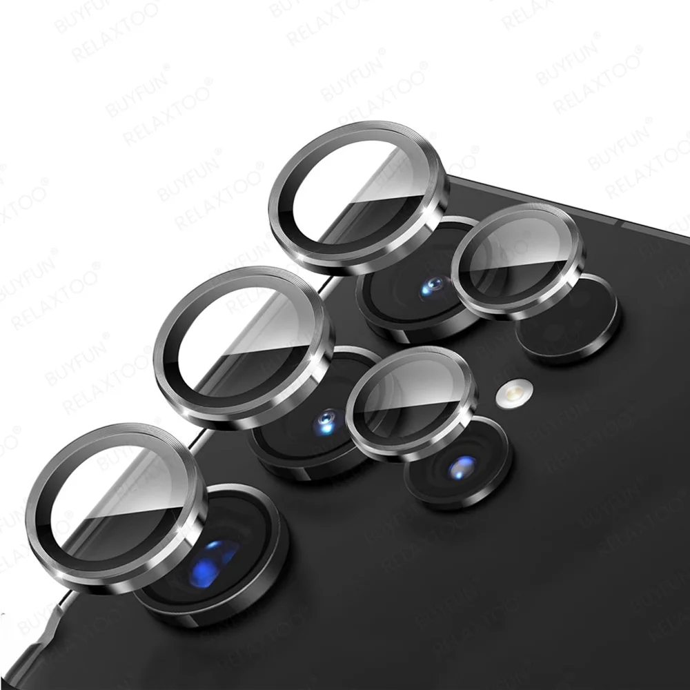 Rear Lens Ring Cap For Samsung Galaxy S25 Ultra Back Camera Tempered Glass Protector Case Samsang S24Ultra S24 FE S 25 Plus 5G