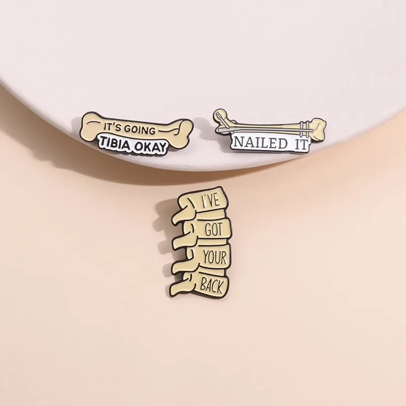 Bone Brooch Cartoon NAILED IT English Alphabet Series Metal Badges Small Gifts Wholesale Backpack Accessories Hat Pins Cap Pin