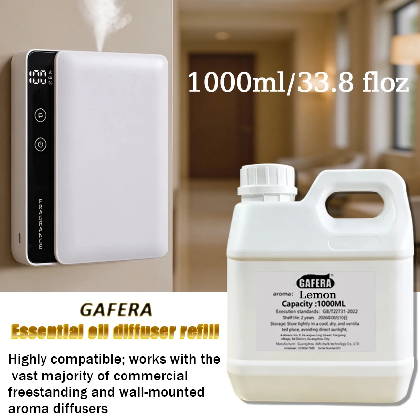 GAFERA Hotel Collection Luxury Scent Diffuser Oil 1000ml/33.8floz, Refill for Aroma Machines, Electric Diffusers-Lemon、Osmanthus