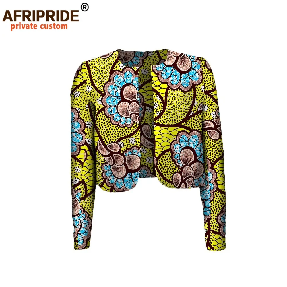 2026 African Autumn Casual Coat for Women AFRIPRIDE Private Custom Full Sleeve O-neck Short Women Cotton Coat No Lining A722420