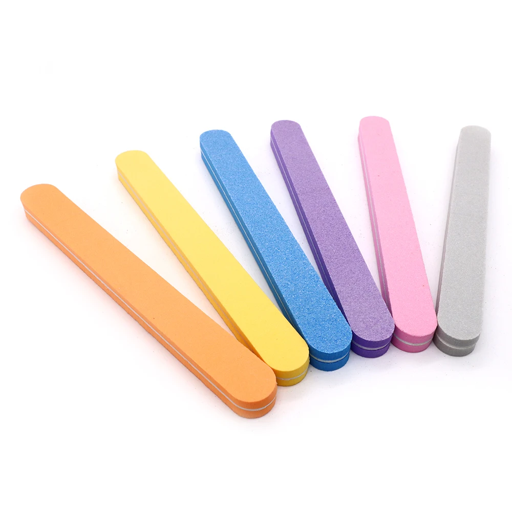 

3Pcs/Lot Double Sided 100 180 Grit Nail Files Colorful Straight Sponge Nails Art File Buffer Nails Accessories Manicure Supplies