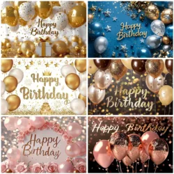 Gold Glitter Blue Birthday Party Backdrop Balloon Star Booth Banner Poster Backdrop Adult Theme Party Decoration Supplies Gifts