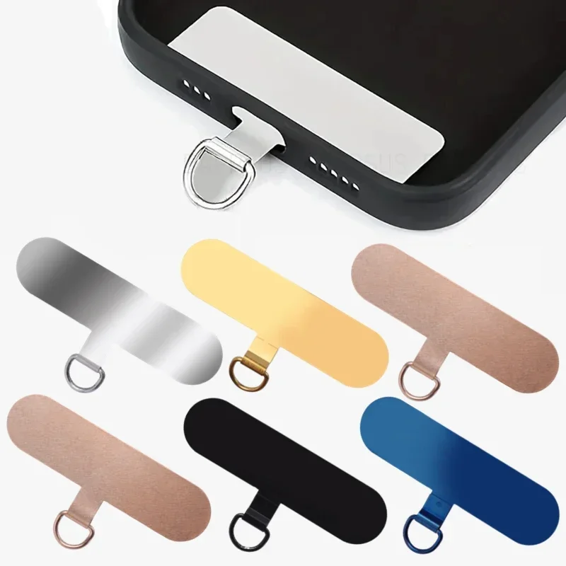 Metal Mobile Phone Case Clip Universal Ultra Thin Stainless Steel Card Universal Hanging Piece Patch Clips Hanging Rope Lanyards