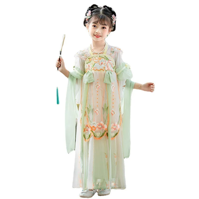 

Ancient Style Performance Clothing Chinese Traditional Costume Jade Rabbit Embroidery Hanfu Improved Suit for Girls in Spring