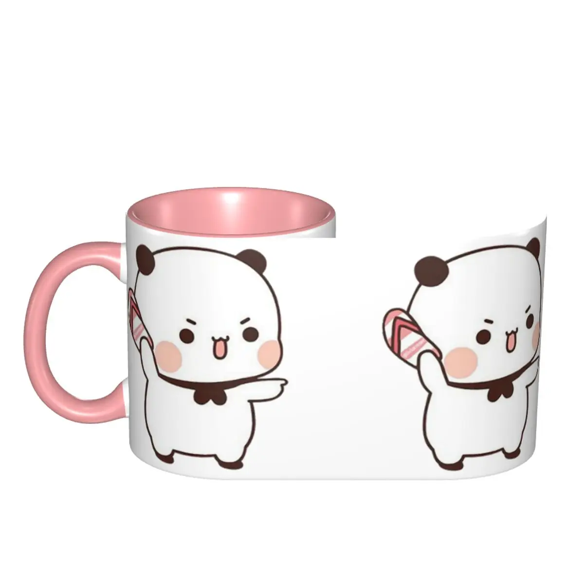 Niedliche Tasse mit Bubu, der Dudu mit Flip-Flops anstoßt - Lustige Keramik-Kaffeetassen, Teetassen, Milchbecher, Trinkgeschirr, Geschenk für Frauen und Männer, DIY Personalisierbar