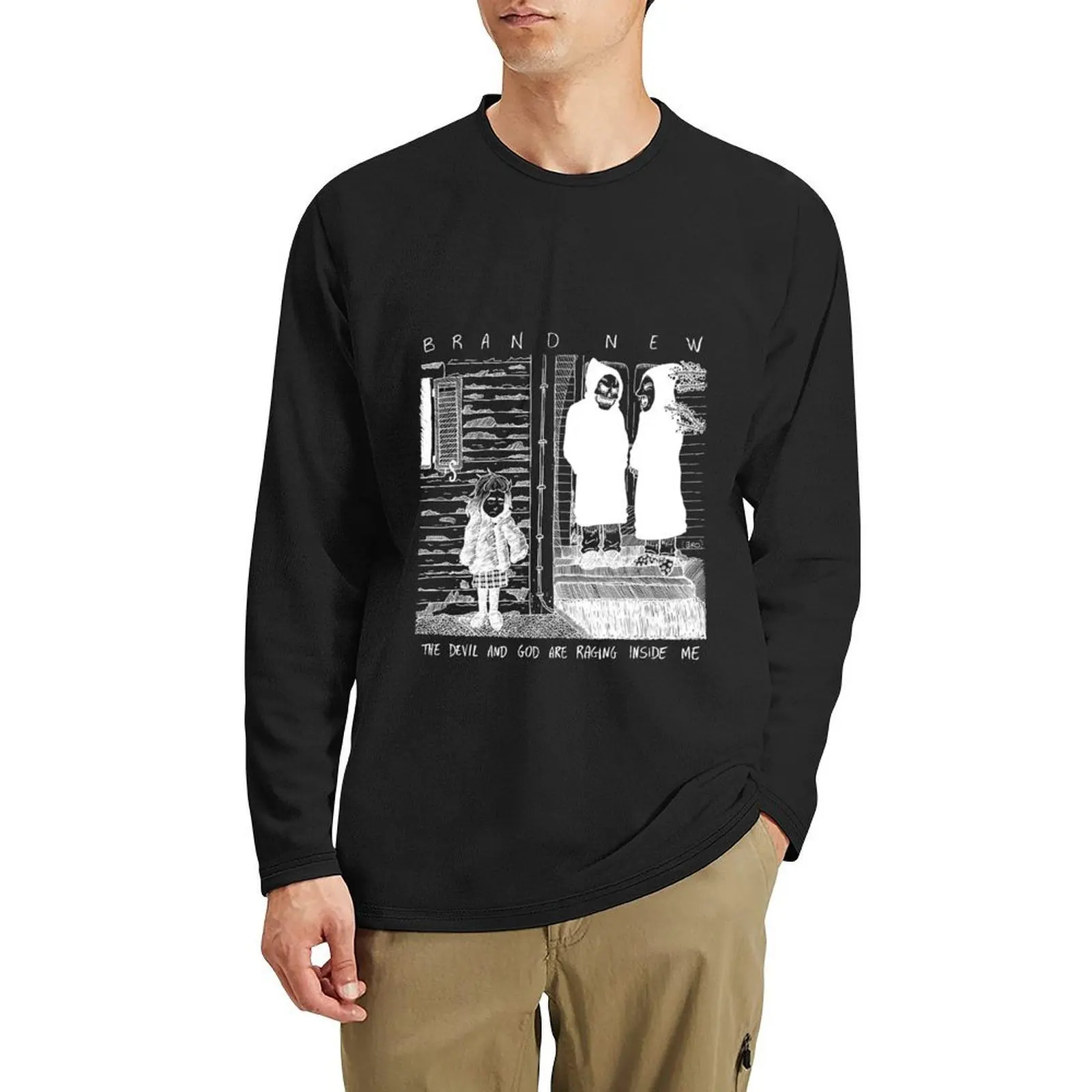 

The Devil and God are Raging Inside Me (White vr.) - Fanartwork Long T-Shirt Blouse korean fashion mens vintage t shirts