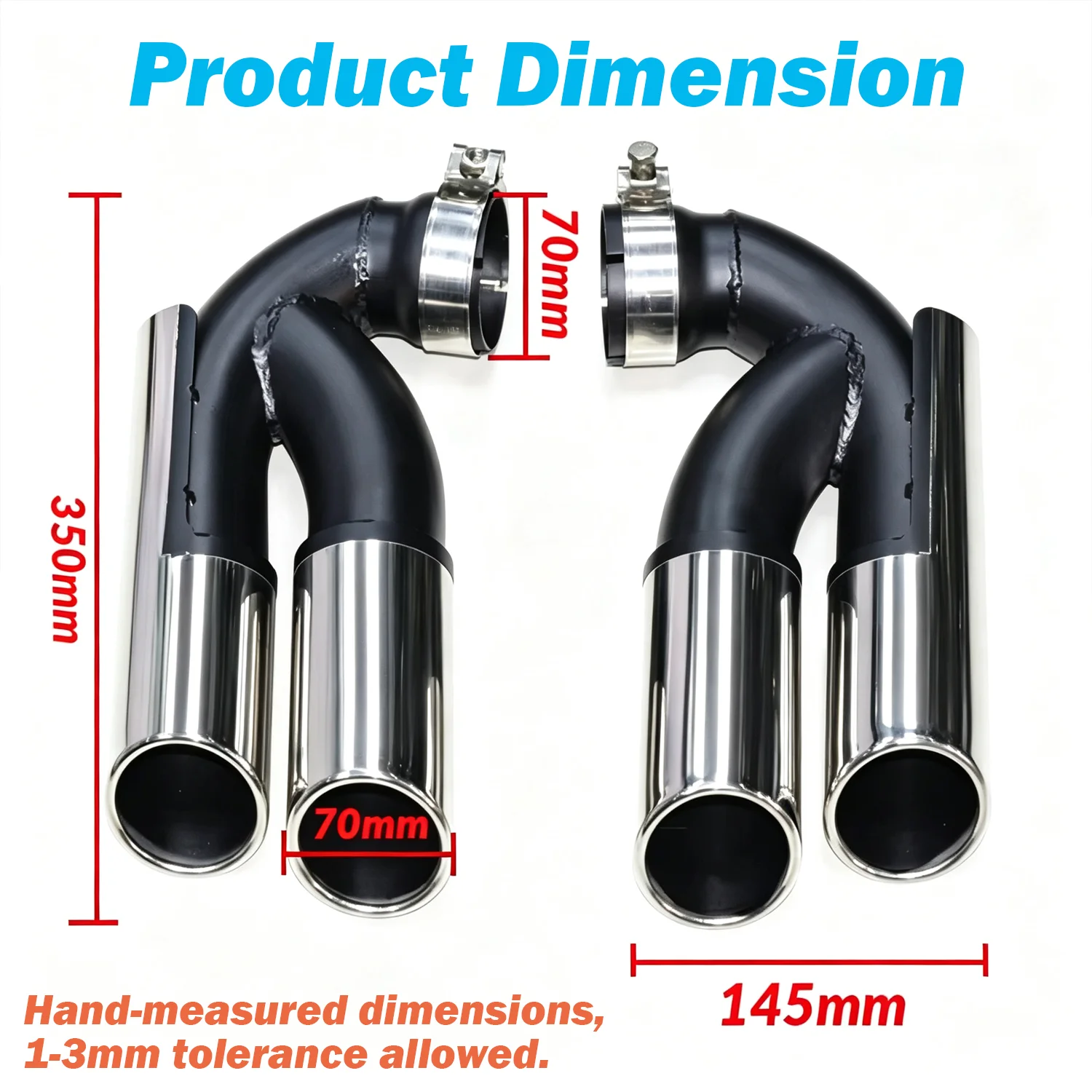 For VW Touareg 7L 2004-2010 V6 V8 Upgrade to W12 Look Modified Stainless Steel Quad Four Outlet Exhaust Muffler Tip