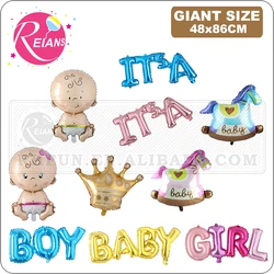 Large Baby birthday balloon Crown 100 day Gender Reveal Girl or Boy Balloon baby shower Party Foil Balloons Birthday Party Decor