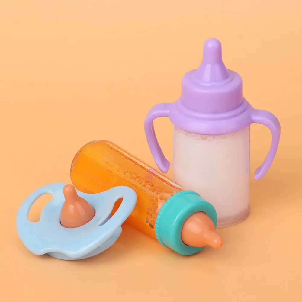 18inch Baby Doll Magic Milk Juice Bottles+Pacifier Bibs fit Newborn Baby Dolls, Plastic Nipple Bottle For Toys Reborn Dolls