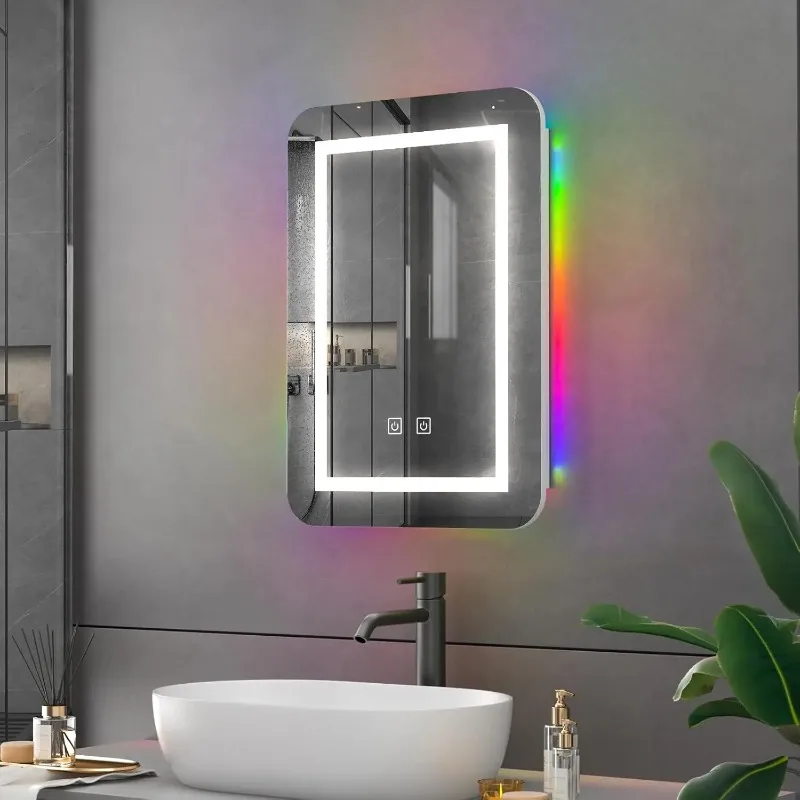 LED Medicine Cabinet With Mirror 3-Color Lights Wall Mounted Bathroom Storage 16x24in