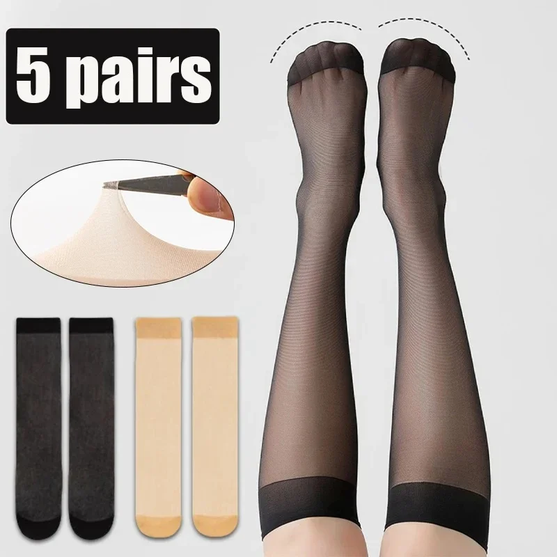 Women's Nylon Stockings Ultra-thin High Quality Long Socks for Girls Transparent Elasticity Ladies Knee Comfortable