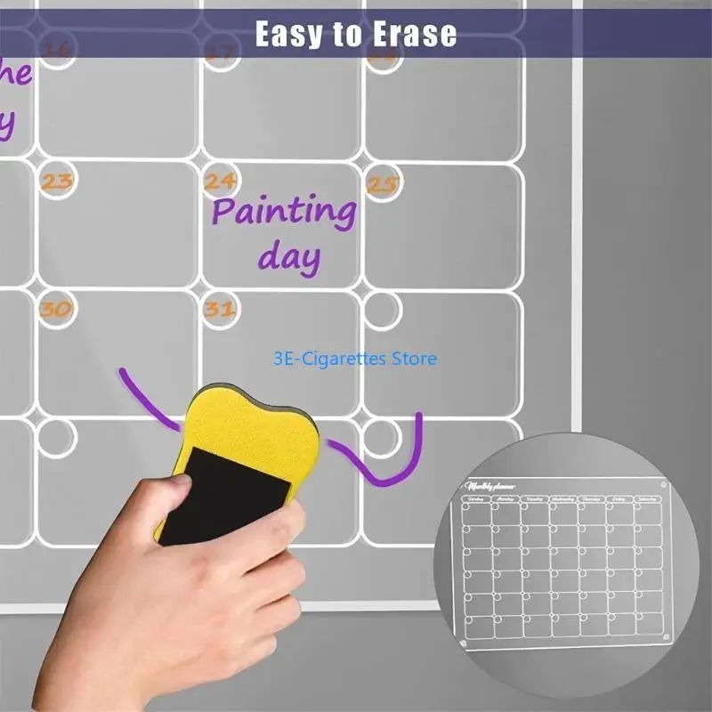 W8KA 2Pcs Acrylic Fridge Weekly Monthly Calendar Fridge Calendar