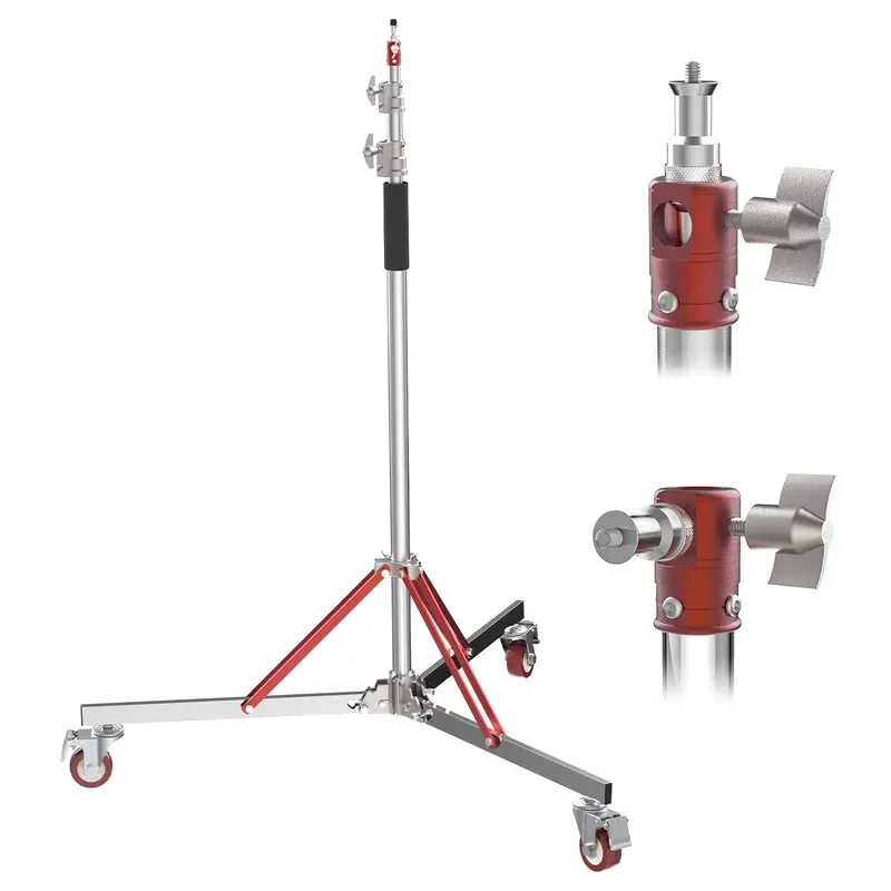 Adjustable Heavy Duty Stainless Steel C Stand Tripod with Wheels for Camera Video Photo Studio Lighting Equipment