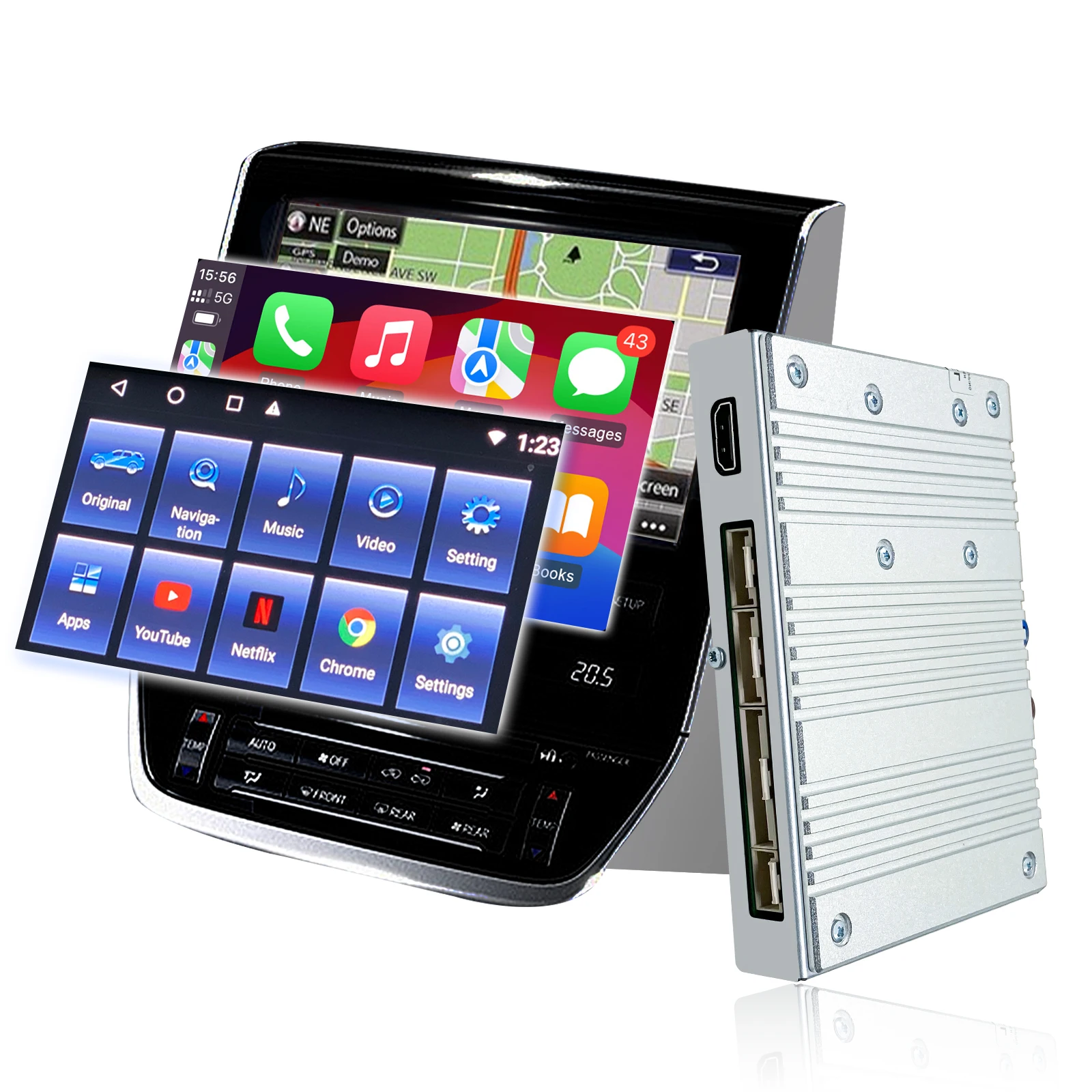 128GB Android 13 Decoder Retrofit Kit Landcruiser Auto Interface Fit LC200 2016-2021 Wireless Carplay Module