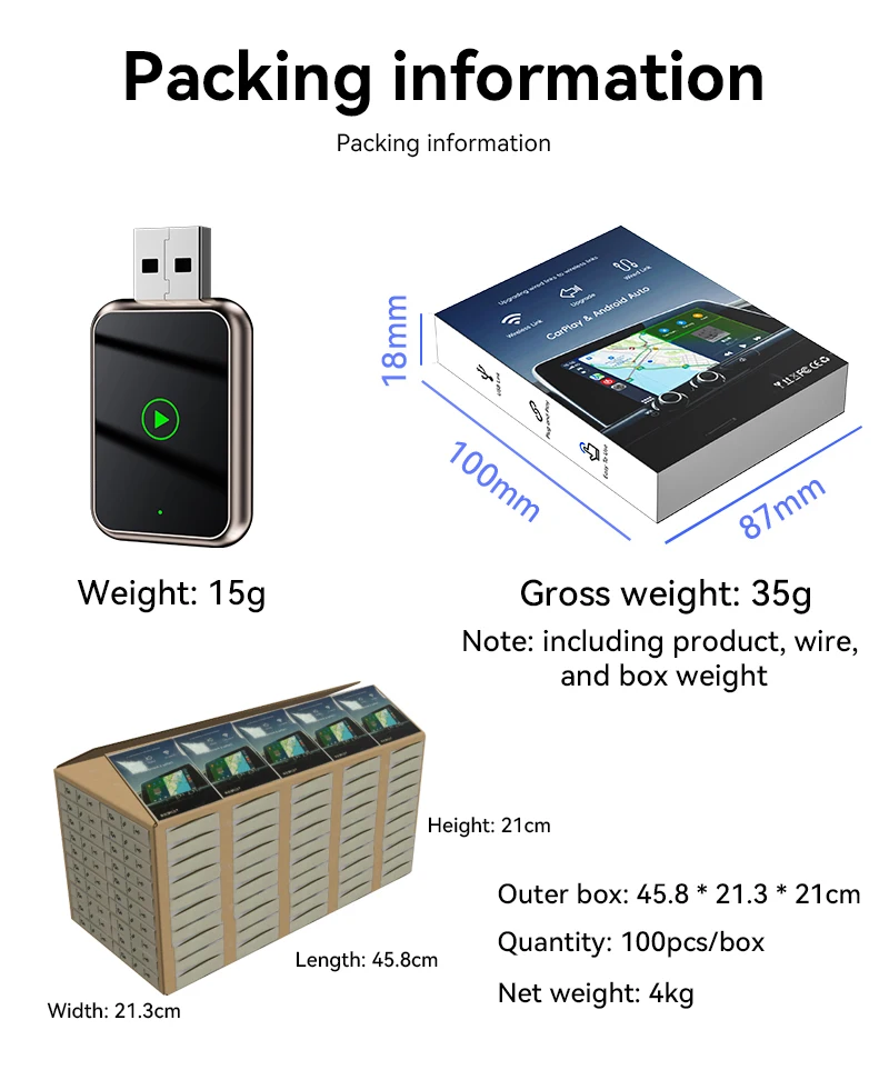 

Carplay Wireless Adapter for Factory Wired Carplay 2026 Upgrade Plug & Play Dongle Converts Wired to Wireless for Cars