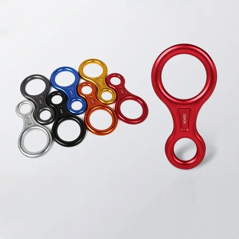 1 قطعة حلقة تسلق الصخور 8 شكل تزوير السليل الألومنيوم الشكل بيلاي جهاز Abseiling 35kN ثمانية حلقة الإنحدار المعدات #5