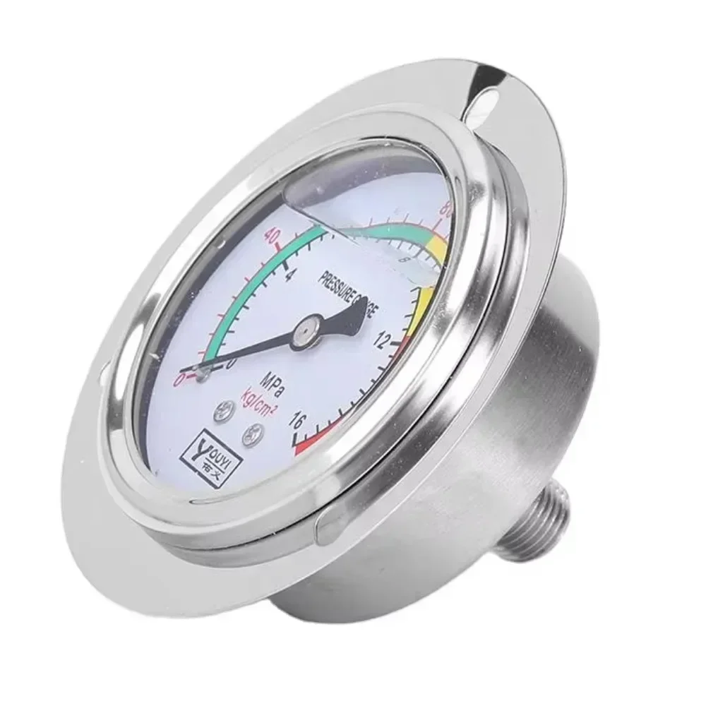 Axial edge shock-resistant pressure gauge liquid oil water   stainless steel air