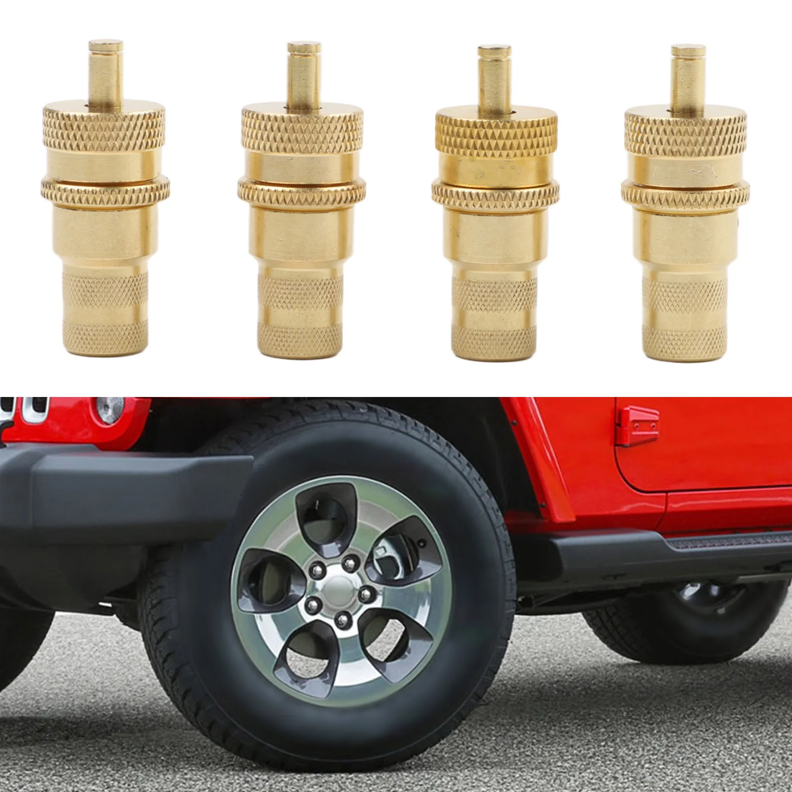 4Pcs 0-60PSI  Car Tire Deflators Accessories Offroad Brass Automatic Auto Tyre Bleeder Set Valve Automatic Tyre Deflator