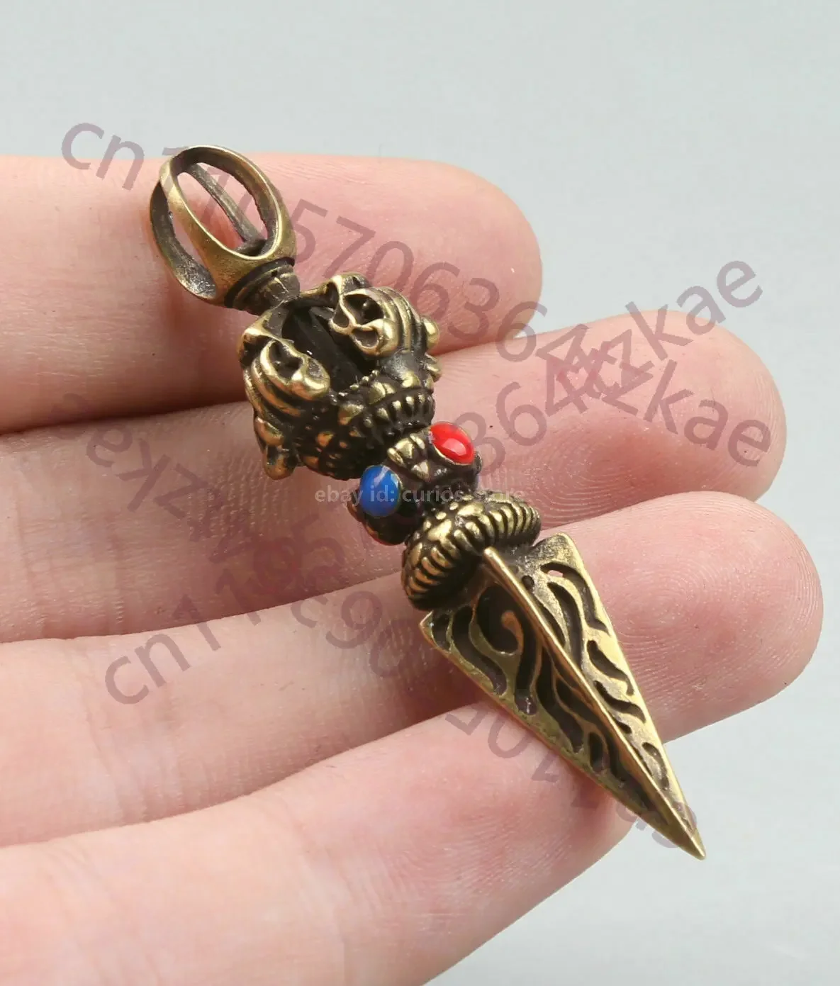 56MM Tibet Tibetan Buddhism Bronze Vajra-pestle Jingang-chu Amulet Decoration