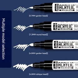 0.7/4 MM White Permanent Marker Pens Paint Pen Acrylic Marker Pens For Wood Rock Plastic Leather Glass Stone Metal Art Supplies