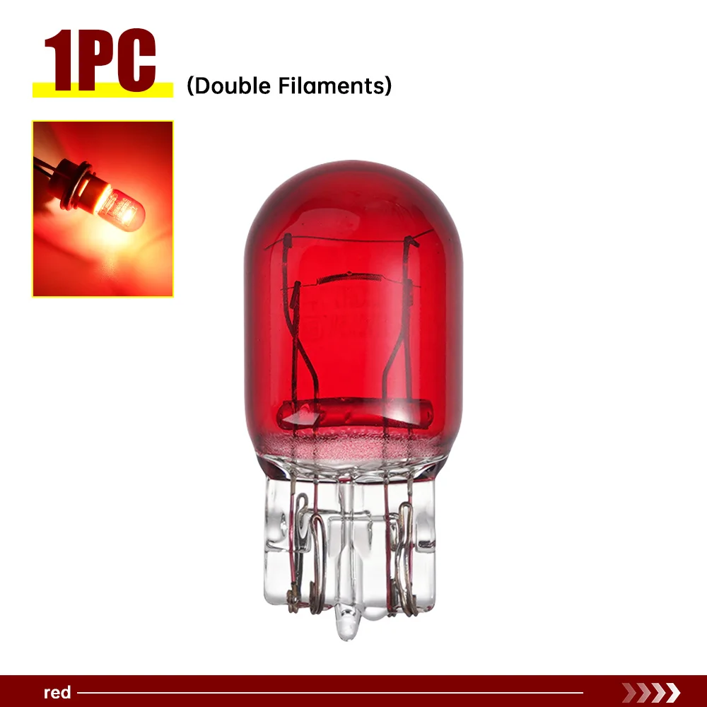 1 قطعة العنبر/الأحمر T20 W21W 7440/7443 12V21W سيارة بدوره إشارة ، مصباح الضباب الخلفي ، لمبة الفرامل ، جودة عالية عكس الضوء