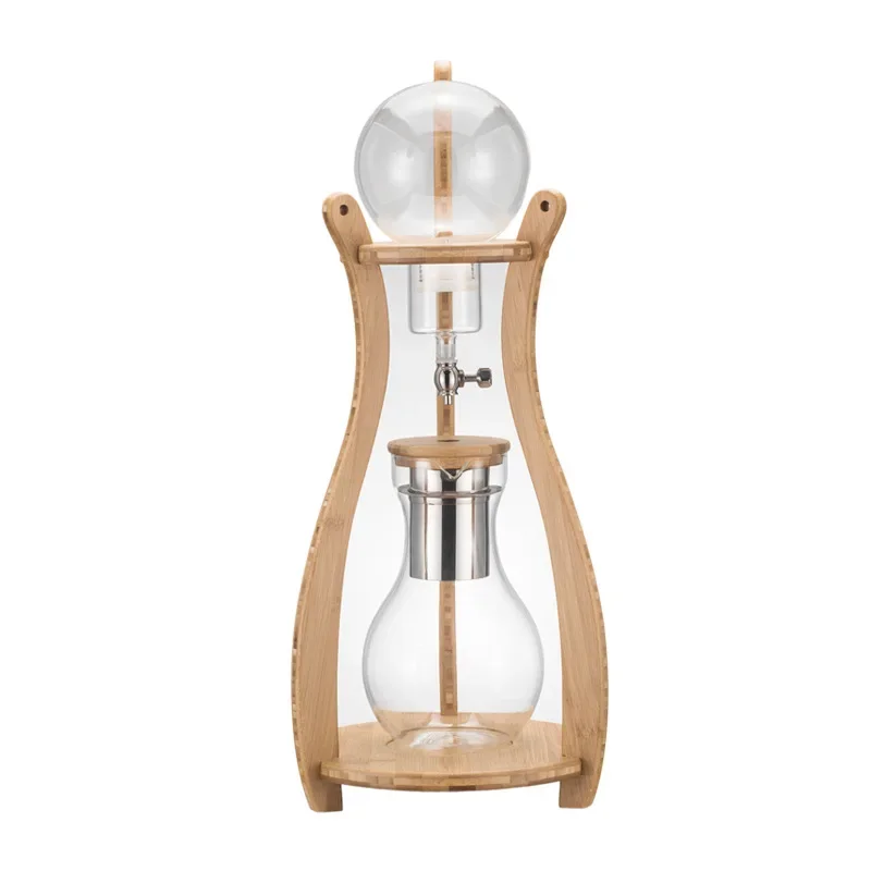 

Household glass coffee machine, commercial ice drop coffee pot bamboo holder