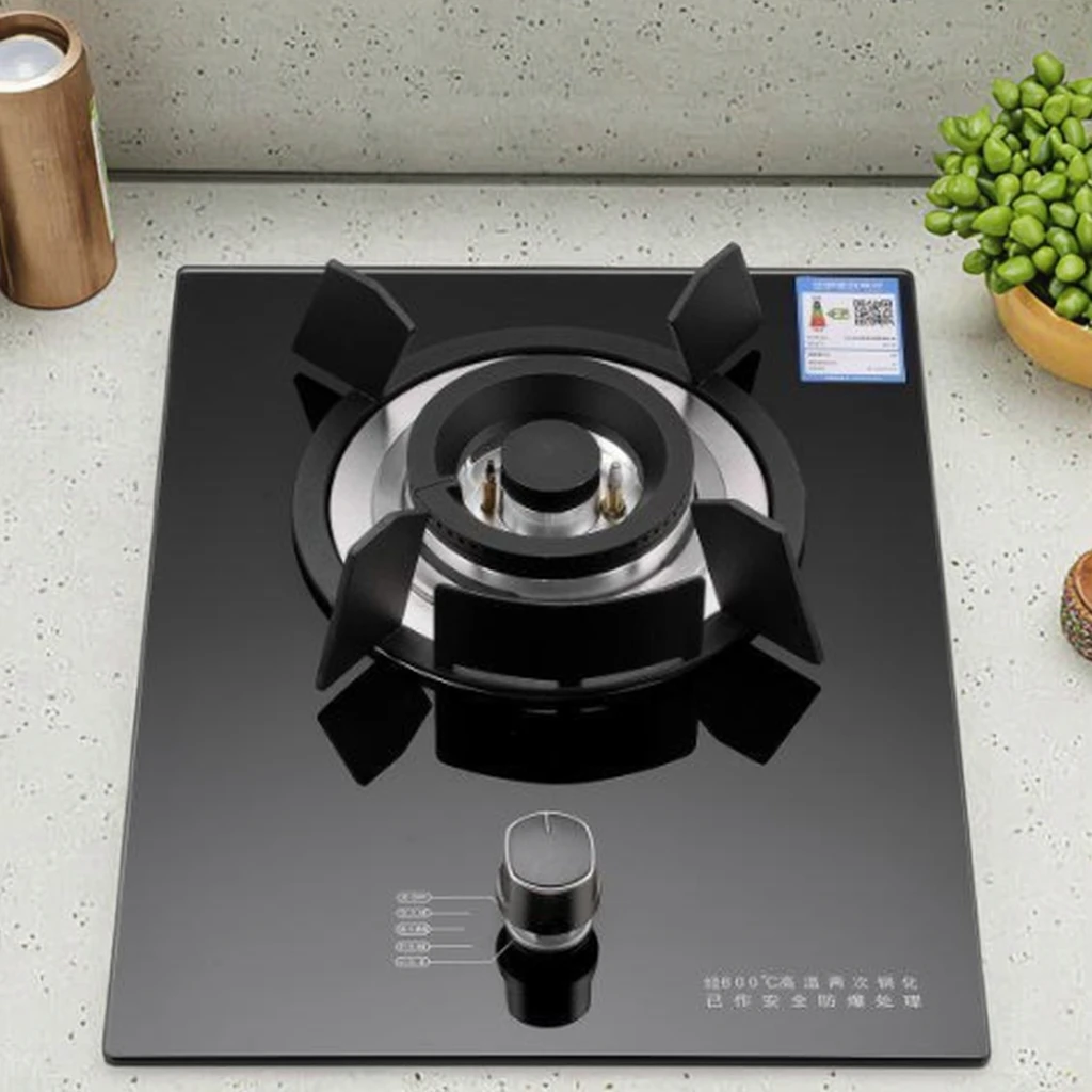 強化ガラスパネル付き家庭用シングルバーナー内蔵型ガスコンロ