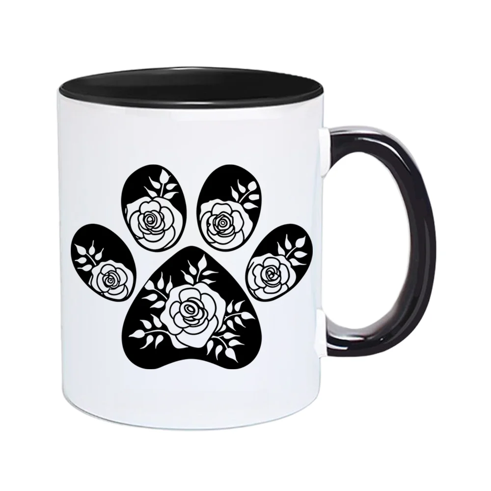 11oz Ceramic Coffee Mug with Cute Paw Print Design Tableware for Home Party and Outdoor Activities Perfect for Camping Holiday P