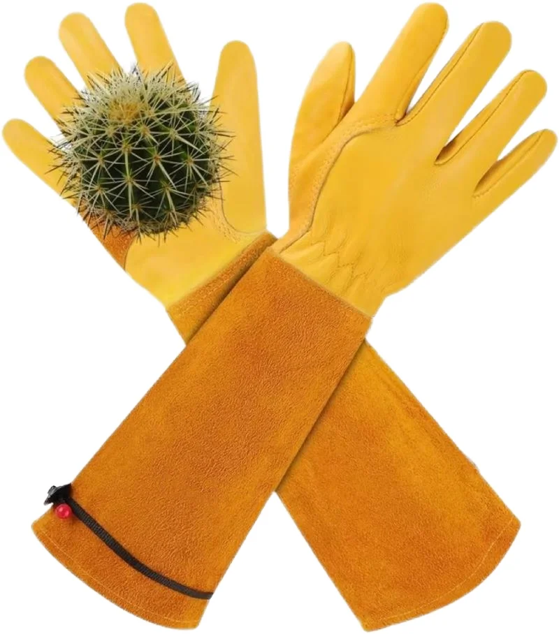 1 Pair Heavy Duty Long Sleeve Gardening Gloves Thorn Resistant Rose Pruning Gauntlet Gloves for Garden Work and Outdoor Use