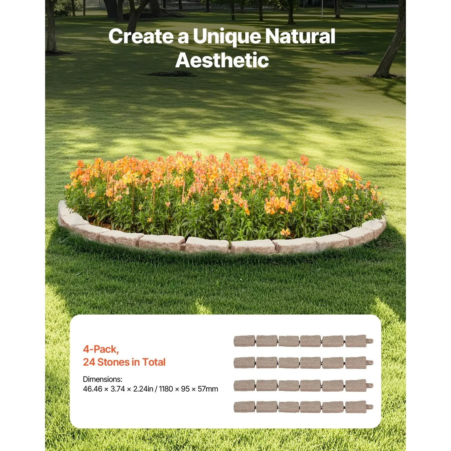 

Stone Landscape Edging 46.2 x 2.2 in Garden Lawn Edging Border