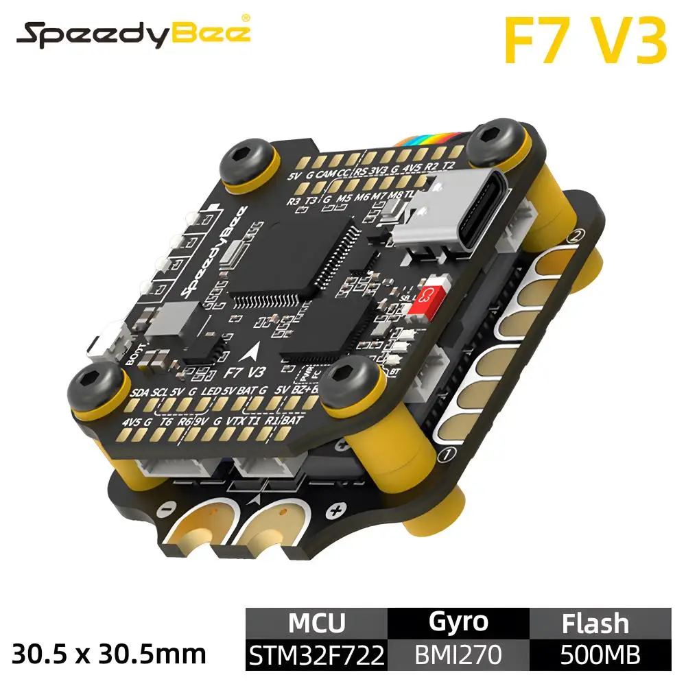 Controlador de vuelo SpeedyBee F7 V3 Flight Stack 3-6S Lipo F7 V3 y ESC BL32 50A 30.5x30.5mm 500MB Flash para Dron FPV Freestyle RC