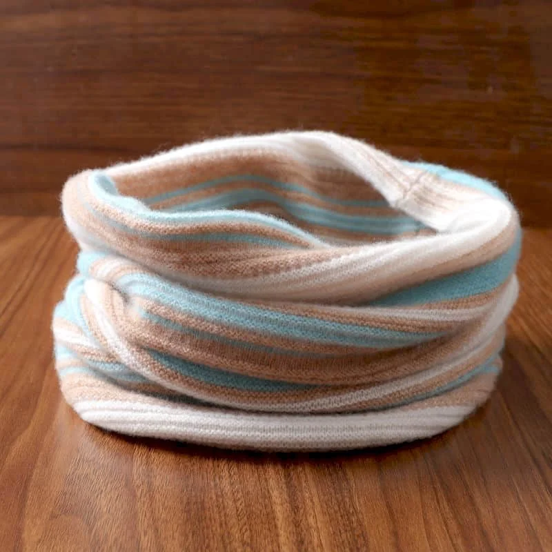 

Женский шарф, роскошный винтажный полосатый дизайн, мягкая вязаная женская шаль из чистой шерсти, корейский стиль, сохраняющий тепло, осенне-зимний шейный платок