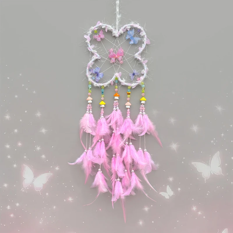 Creative Colorful Feathers Dream Catcher With Butterfly Large Wall Hangings Decor Bedroom Decorations Wind Chimes For Girls Gift