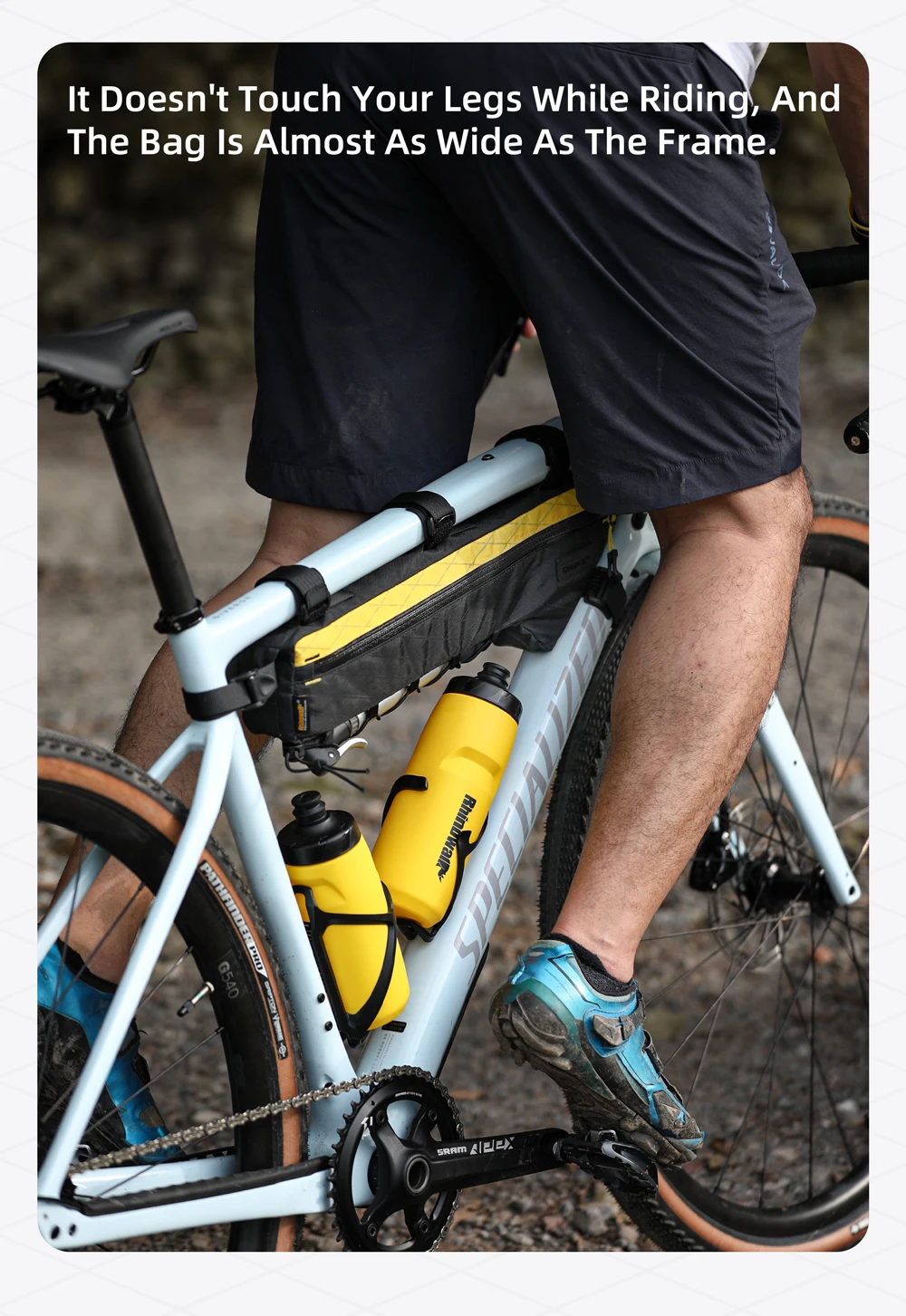 Rhinowalk Fahrrad-Dreiecksschlauchtasche, wasserabweisend, 1,7 l/2,4 l/2,9 l, Fahrrad-Rahmentasche für MTB und Rennrad, Querträger-Aufbewahrungspaket – Detail 22