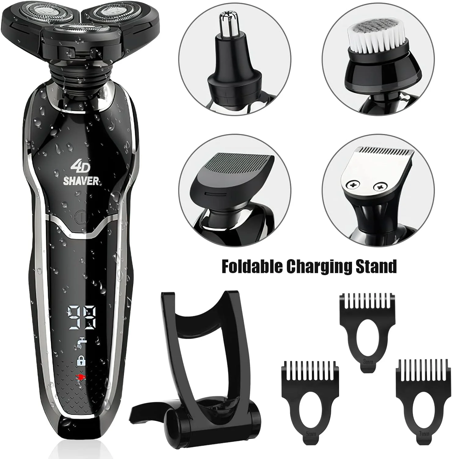 Electric Shaver for Men, 5 in 1 Wet/Dry Electric Shavers Razors for Men, Rechargeable Waterproof Mens Electric Trimmer