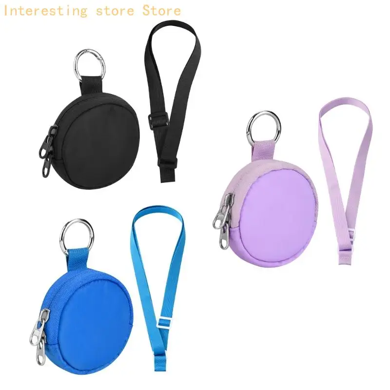 Travel Device Storage Round Shell Case with Lanyard Carry for Daily Bag Use and Commute Travel Routines 55KC