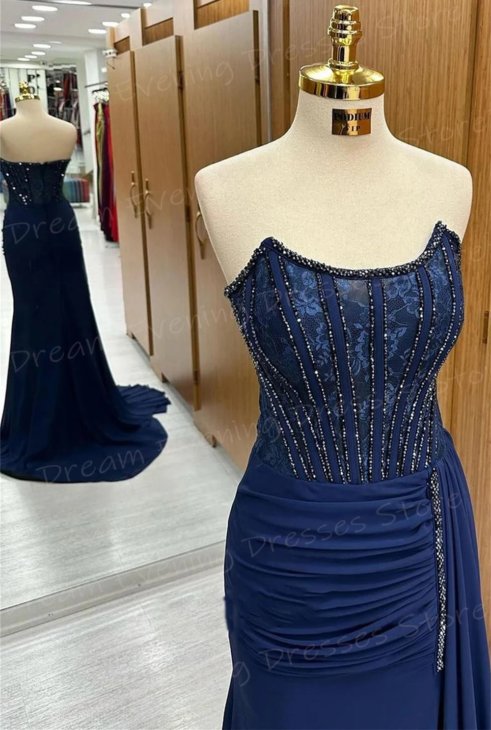 Vestidos De Noche clásicos De sirena para mujer, vestidos De graduación sin tirantes, sin mangas, con cuentas, Generous y modesto