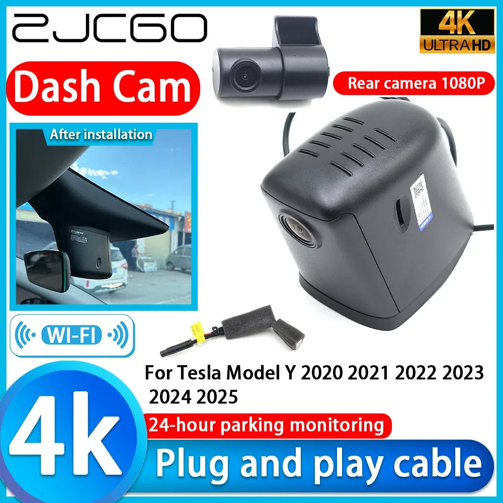 

ZJCGO for Tesla Model Y 2020 2021 2022 2023 2024 2025 Video Recorder 4K UHD Plug and Play DVR Dash Cam Camera