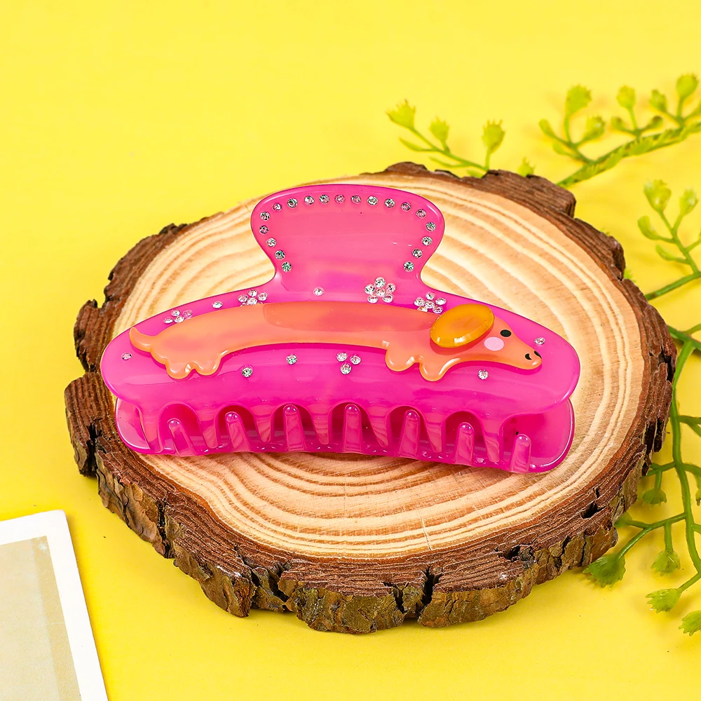 مخلب شعر ألماني لطيف مرصع بالألماس الوردي، مخلب شعر متعدد الوظائف #4